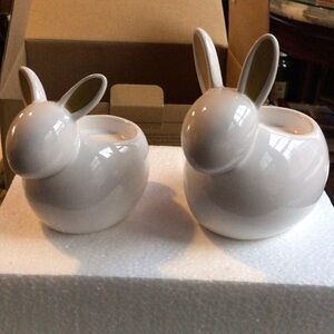 PartyLite White Ceramic Bunny tea light holder